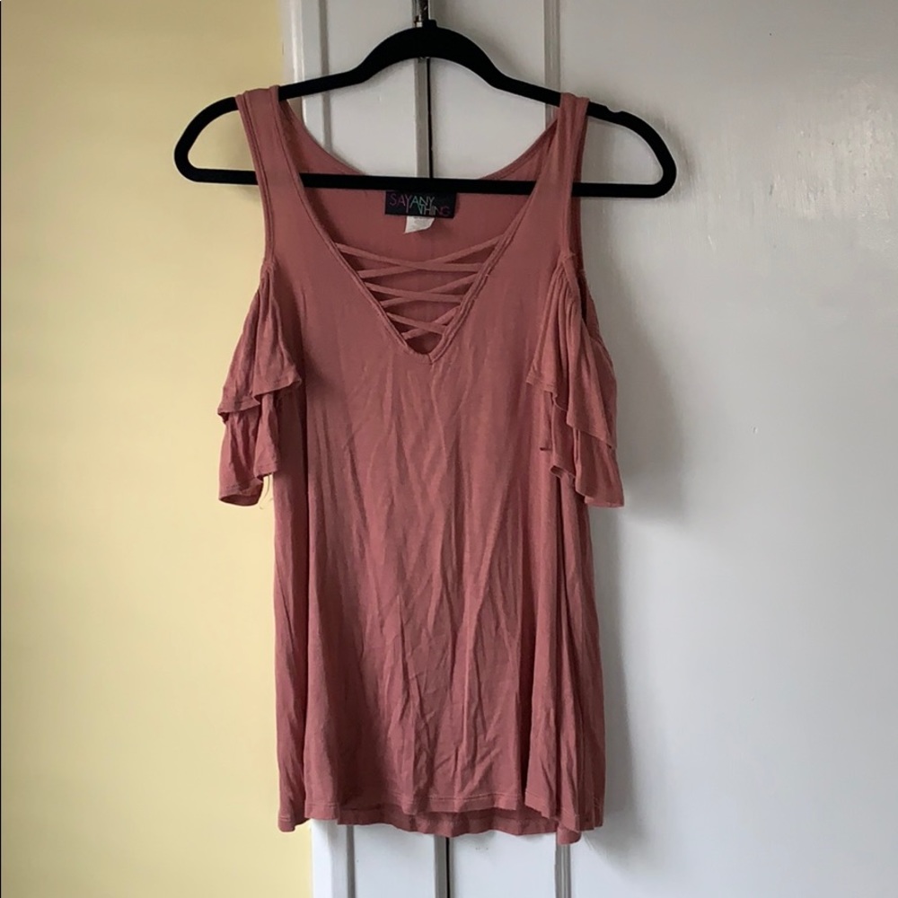 Dusty Pink Cold Shoulder Top